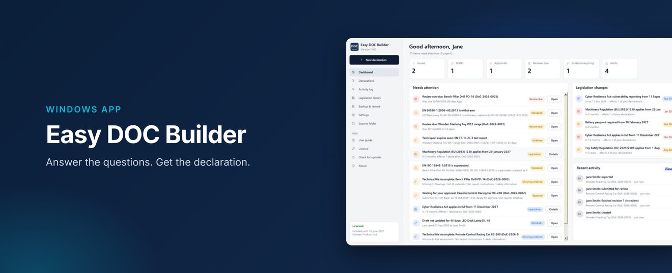 Easy DOC Builder: declarations of conformity without the guesswork
